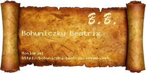 Bohuniczky Beatrix névjegykártya